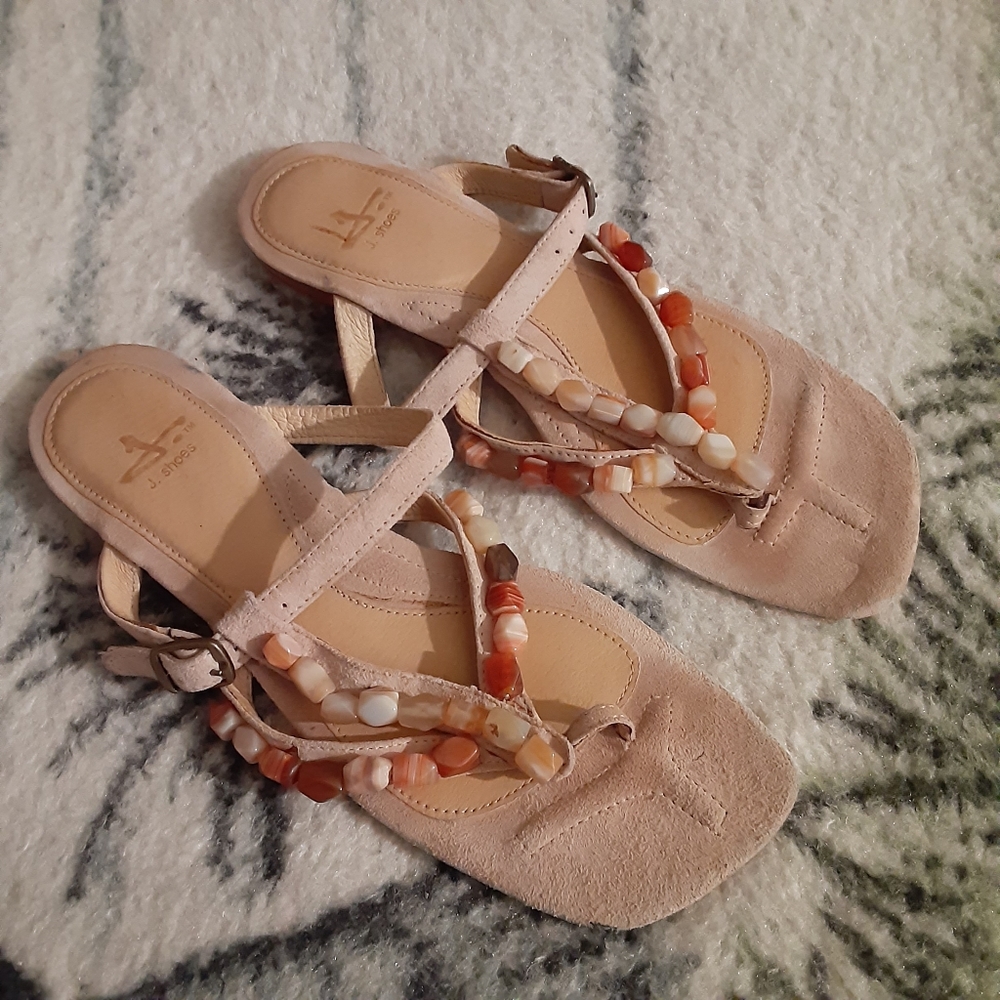 J. Shoes Juno Beaded Stone Sandals Size 9
